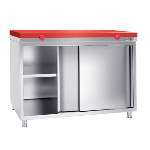 Nerezová pracovná skriňa PREMIUM - 1200x600mm - s posuvnými dverami bez podstavca vrátane reznej dosky - Image 3