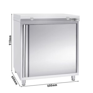 Nerezová pracovná skrinka PREMIUM - 600x600mm - s krídlovými dverami bez podstavca vrátane reznej dosky