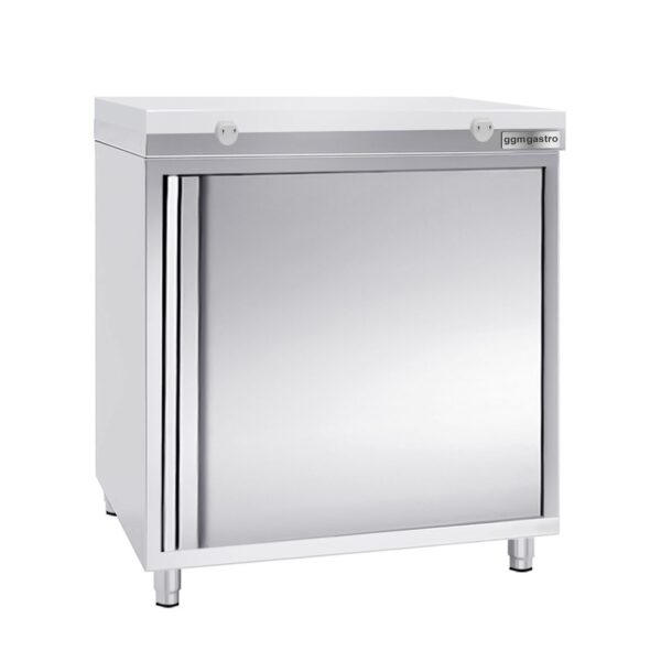 Nerezová pracovná skrinka PREMIUM - 600x600mm - s krídlovými dverami bez podstavca vrátane reznej dosky - Image 3