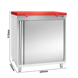 Nerezová pracovná skrinka PREMIUM - 600x700mm - s krídlovými dverami bez podstavca vrátane reznej dosky