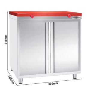 Nerezová pracovná skrinka PREMIUM - 800x600mm - s krídlovými dverami bez podstavca vrátane reznej dosky