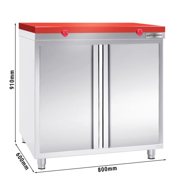 Nerezová pracovná skrinka PREMIUM - 800x600mm - s krídlovými dverami bez podstavca vrátane reznej dosky