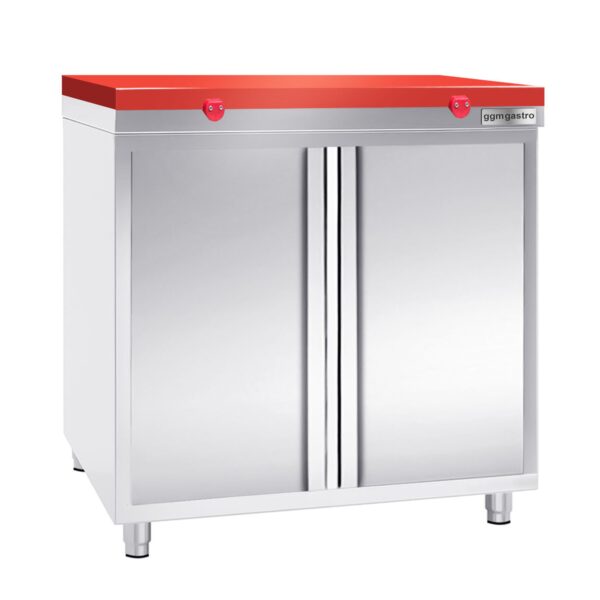 Nerezová pracovná skrinka PREMIUM - 800x600mm - s krídlovými dverami bez podstavca vrátane reznej dosky - Image 3