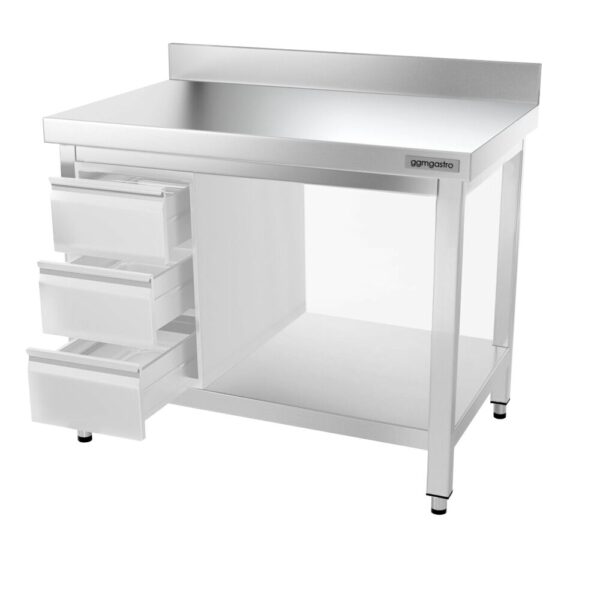 Nerezový pracovný stôl PREMIUM - 1000x600mm - s podnožou, podperou a podperou - Image 12
