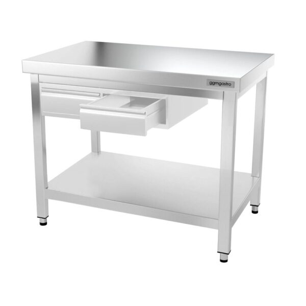 Nerezový pracovný stôl PREMIUM - 1000x600mm - s podnožou a vzperami - Image 10