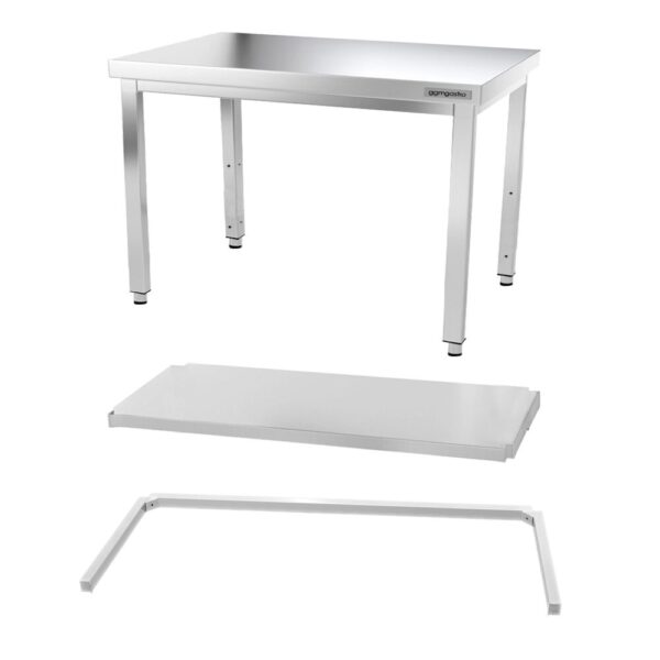 Nerezový pracovný stôl PREMIUM - 1200x600mm - s podnožou a vzperami - Image 7