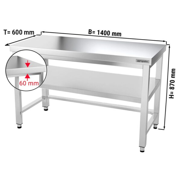 Nerezový pracovný stôl PREMIUM - 1500x600mm - s podnožou a vzperami - Image 5