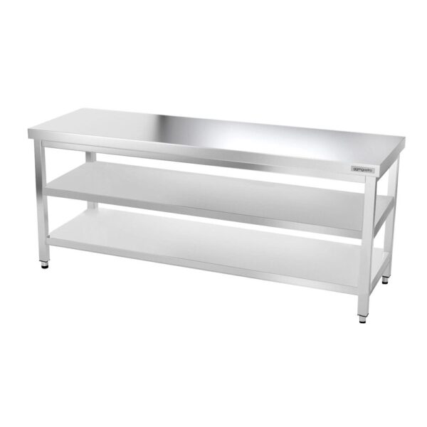 Nerezový pracovný stôl PREMIUM - 1800x600mm - so základnou policou a medzipoličkou - Image 4