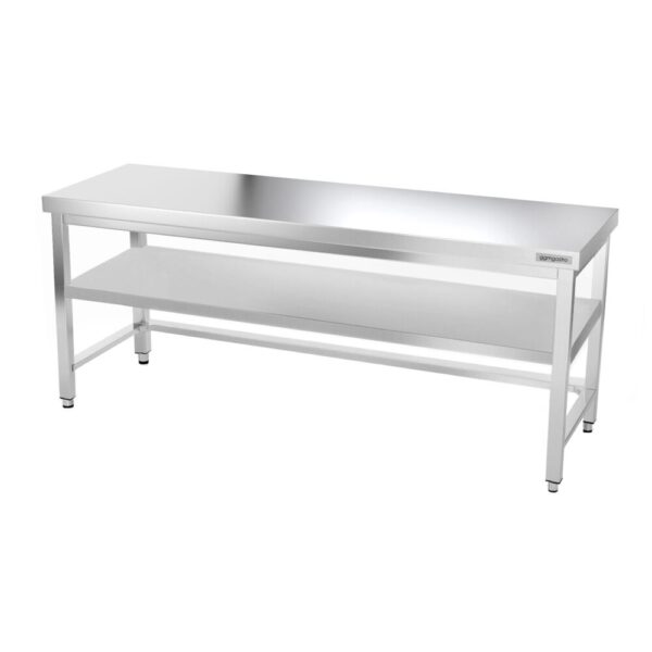 Nerezový pracovný stôl PREMIUM - 2000x600mm - s podnožou a vzperami - Image 6