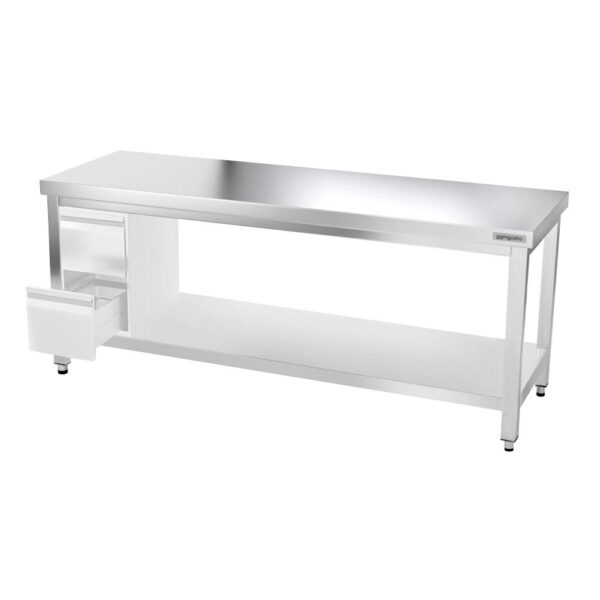 Nerezový pracovný stôl PREMIUM - 2000x600mm - s podnožou a vzperami - Image 10
