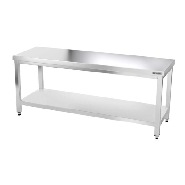 Nerezový pracovný stôl PREMIUM - 2000x600mm - s podnožou a vzperami - Image 13