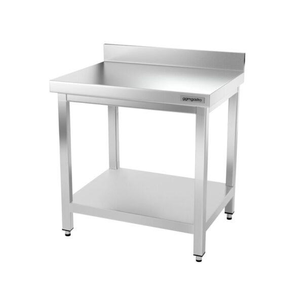 Nerezový pracovný stôl PREMIUM - 600x600mm - s podnožou, podperou a podperou - Image 6