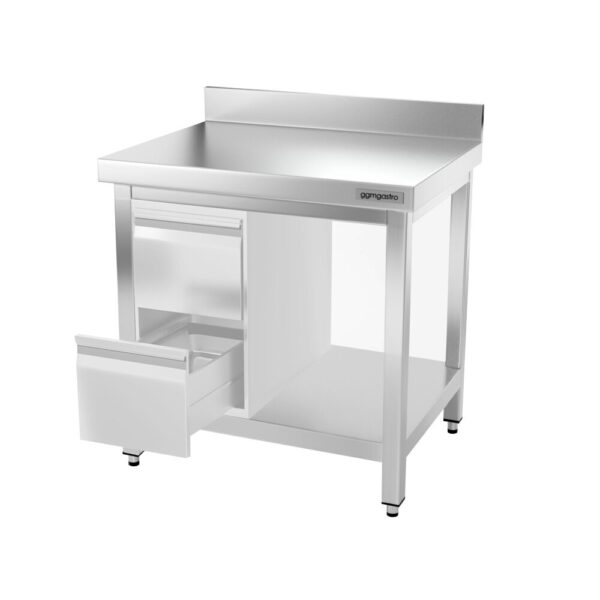 Nerezový pracovný stôl PREMIUM - 600x600mm - s podnožou, podperou a podperou - Image 8