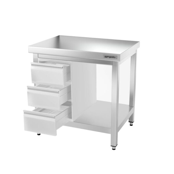 Nerezový pracovný stôl PREMIUM - 700x600mm - s podnožou a vzperami - Image 11