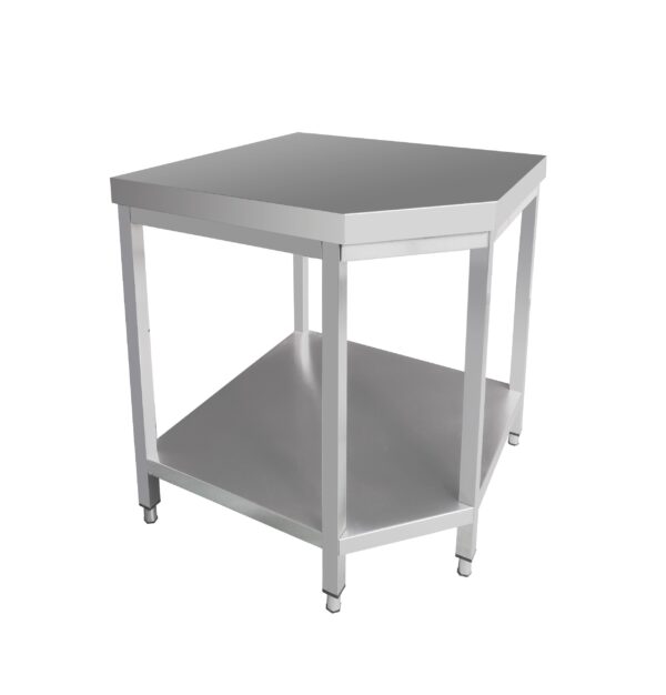 Nerezový rohový pracovný stôl PREMIUM - 1000x600mm - s podnožou bez podstavca - Image 3