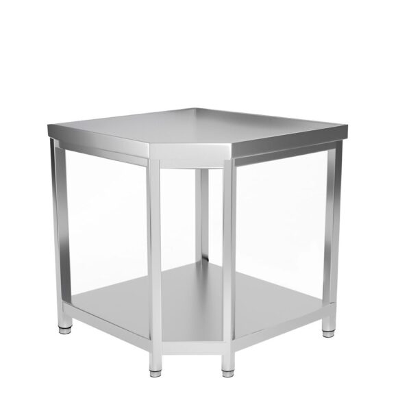 Nerezový rohový pracovný stôl PREMIUM - 1000x600mm - s podnožou bez podstavca - Image 2