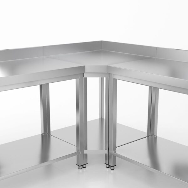 Nerezový rohový pracovný stôl PREMIUM - 1000x600mm - s podnožou bez podstavca - Image 5