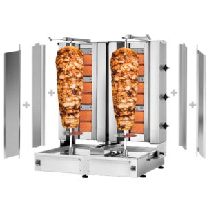 Plynový gril na kebab gyros/doner - 3+3 horáky- max 80 kg - vrátane 2 krytov a 2 krídlových dverí