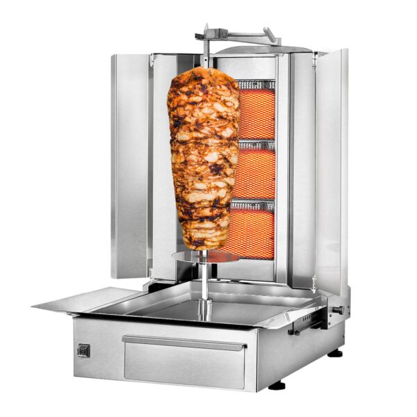 Plynový gril na kebab gyros/doner - 3 horáky - max 40 kg - vrátane 2 krytov a 2 krídlových dverí - Image 6
