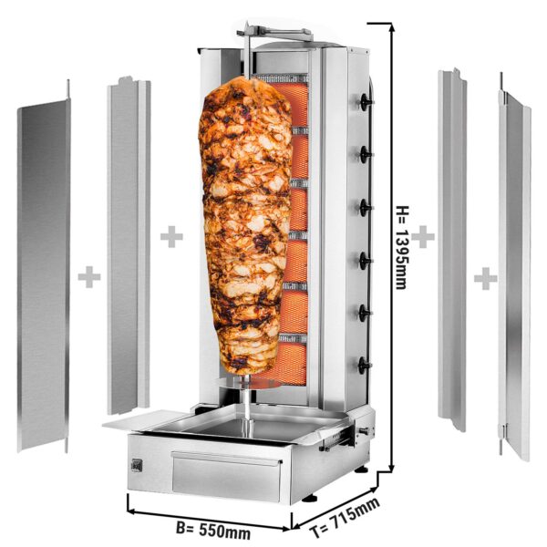 Plynový gril na kebab gyros/doner - 6 horáky - max 100 kg - vrátane 2 krytov a 2 krídlových dverí - Image 8