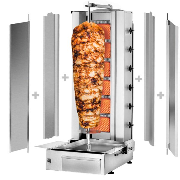 Plynový gril na kebab gyros/doner - 6 horáky - max 100 kg - vrátane 2 krytov a 2 krídlových dverí - Image 10