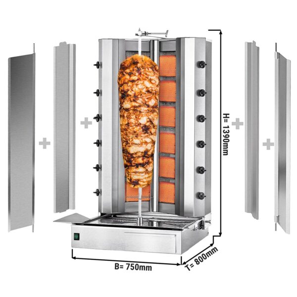 Plynový gril na kebab gyros/doner - 6 horáky - max 150 kg - vrátane 2 krytov a 2 krídlových dverí - Image 8
