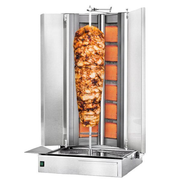 Plynový gril na kebab gyros/doner - 6 horáky - max 150 kg - vrátane 2 krytov a 2 krídlových dverí - Image 6
