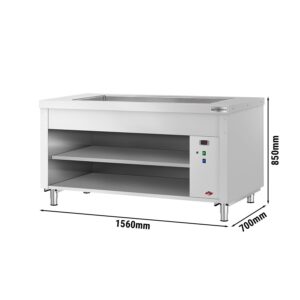 Bufetový pult KOPENHAGEN - 1560mm - s vaňou - pre 4x GN 1/1 - nerez