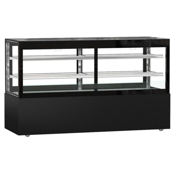 Predajná vitrína - MADRID Samoobsluha - 2000mm - dvojsklo - s 2 policami - čierna matná - Image 4