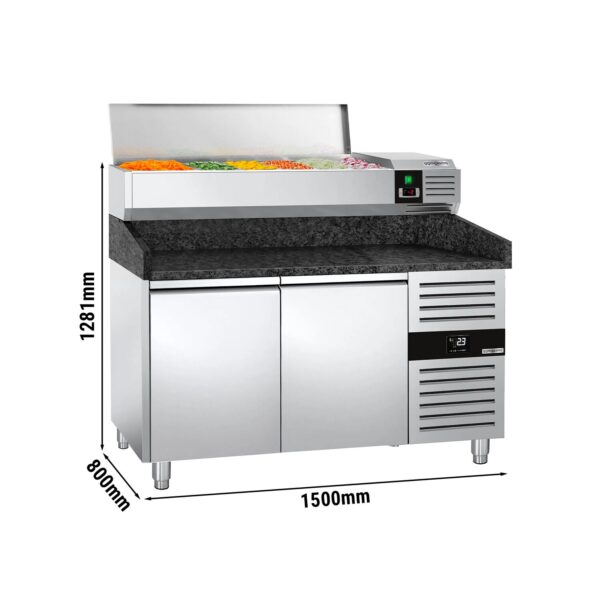 Chladiaci stôl na pizzu PREMIUM - 1500x800mm - s 2 dvierkami - vrátane chladiacej vitríny - 7x GN 1/4 - Image 10