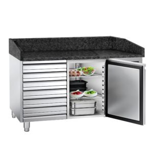 Chladiaci stôl na pizzu PREMIUM - 1500x800mm - s 1 dvierkami a 7 zásuvkami