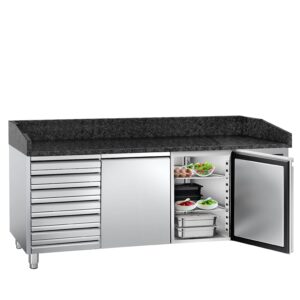 Chladiaci stôl na pizzu PREMIUM - 2000x800mm - s 2 dvierkami a 7 zásuvkami