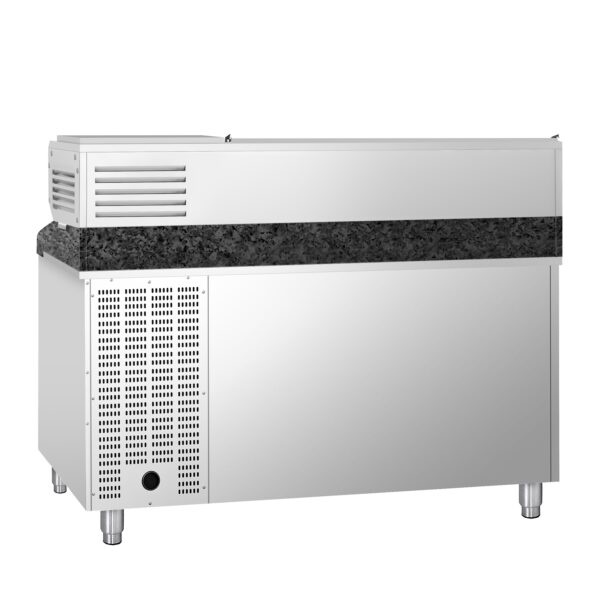 Chladiaci stôl na pizzu PREMIUM - 1500x800mm - s 2 dvierkami - vrátane chladiacej vitríny - 7x GN 1/4 - Image 7
