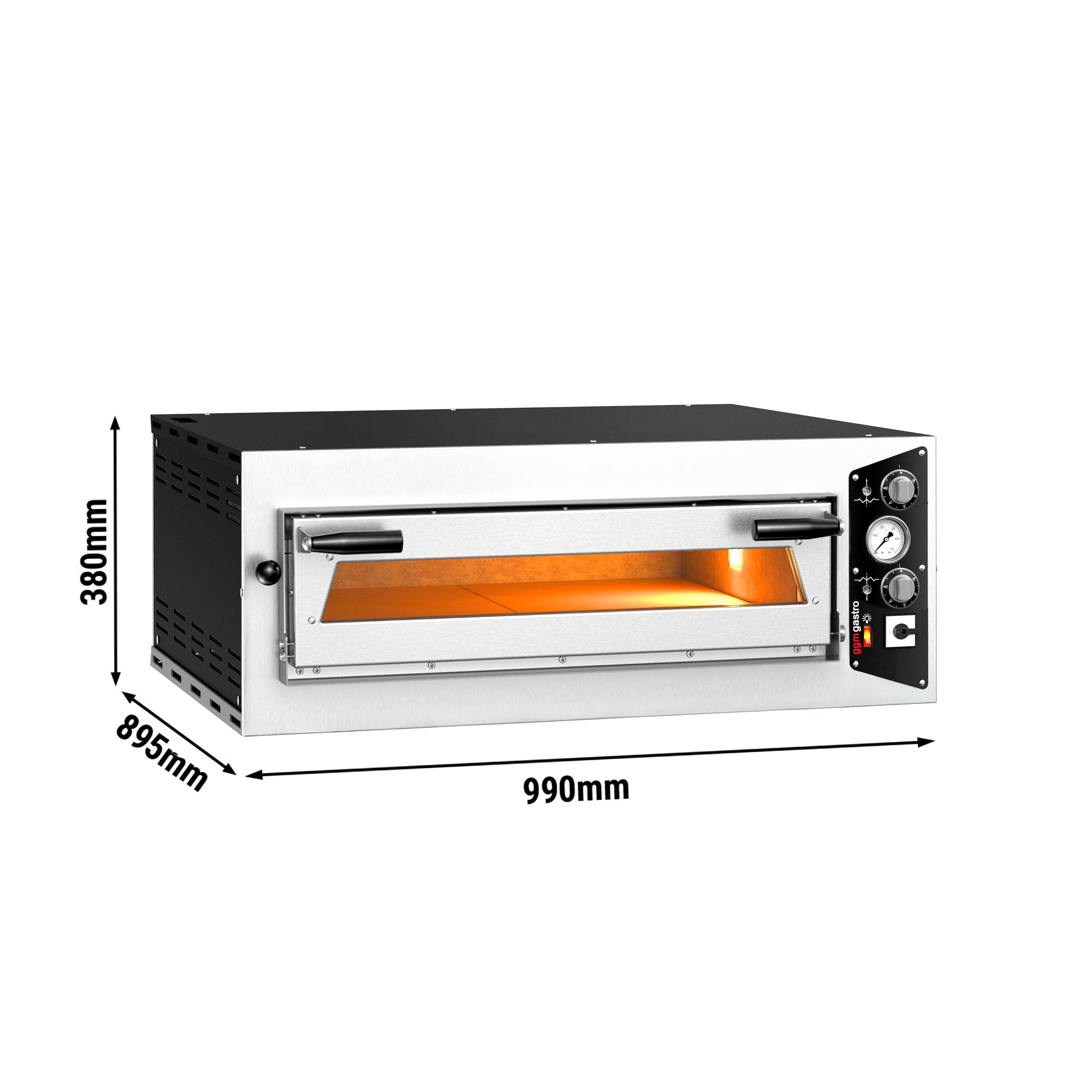 Elektrická kamna na pizzu – jednopatrová – ohnivzdorný kámen na pizzu – 4 x Ø 35 cm (13,8 palce) – 230 V, třífázová – mechanické ovládání – do 450 °C - Obrázek 2