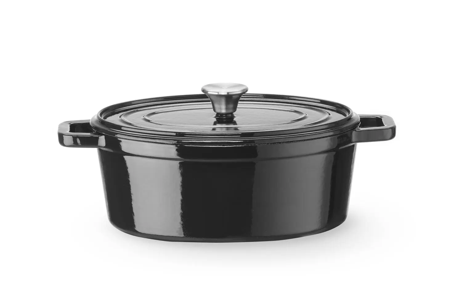 Litinový smaltovaný kastrol, HENDI, 4,4L, Černá, 365x290x(H)115mm