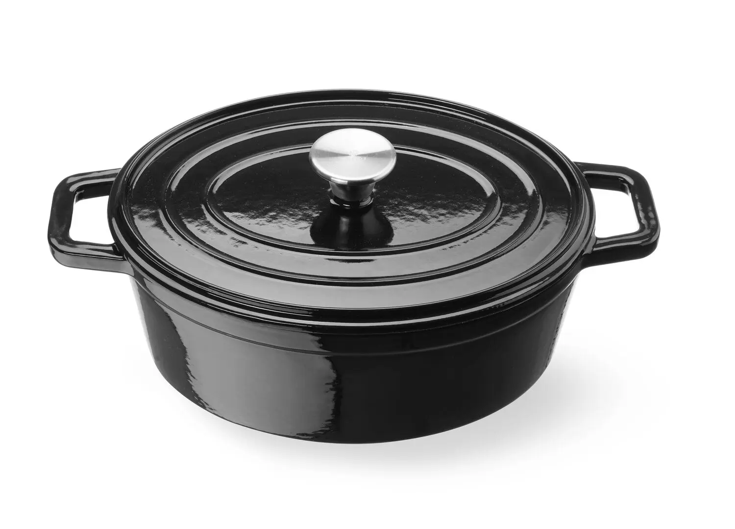 Litinový smaltovaný kastrol, HENDI, 4,4L, Černá, 365x290x(H)115mm - Obrázek 2