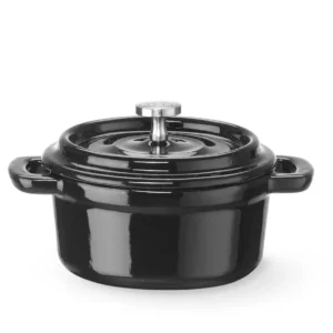 Litinový smaltovaný kastrol, HENDI, 0,27L, Černá, 130x100x(H)48mm