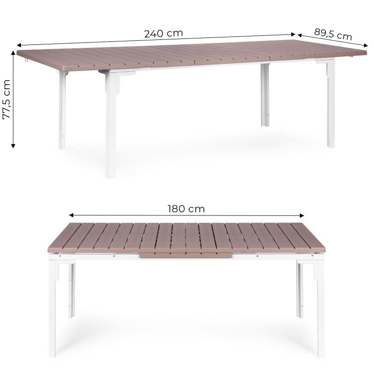Rozkládací zahradní stůl 180-240 cm, až 12 míst k sezení, HDPE ocel, béžová, MultiGarden - Obrázek 2