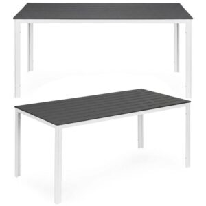 Zahradní stůl pro 6 osob, 156x78 cm, Polywood, šedý, bílý, MultiGarden, zahradní nábytek