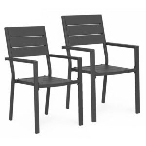Sada 2 zahradních židlí na terasu, balkon, ocel, HDPE, šedé, MultiGarden