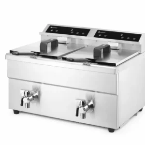 Indukční fritéza s výpustným ventilem - 2x 8 l, HENDI, Profi Line, 16L, 230V/7000W, 577x609x(H)410mm