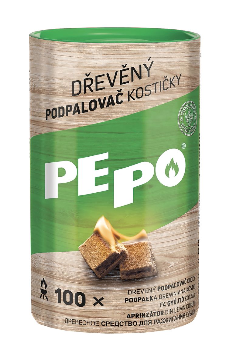 Podpalovač PE-PO® dřevný pevný, 100 ks, rozpalovač na gril, kamna, krby, kamna