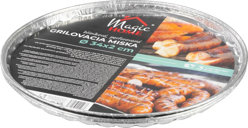 Miska MagicHome, 34x2 cm, grilovací, perforovaná, 3 ks, Alu, kulatá - Obrázek 2