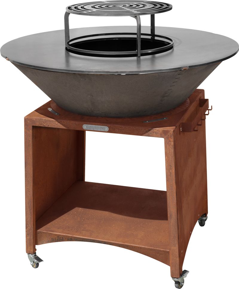 Gril Strend Pro Fiesta, provedení rust, ocel, průměr 100 cm, s ohništěm