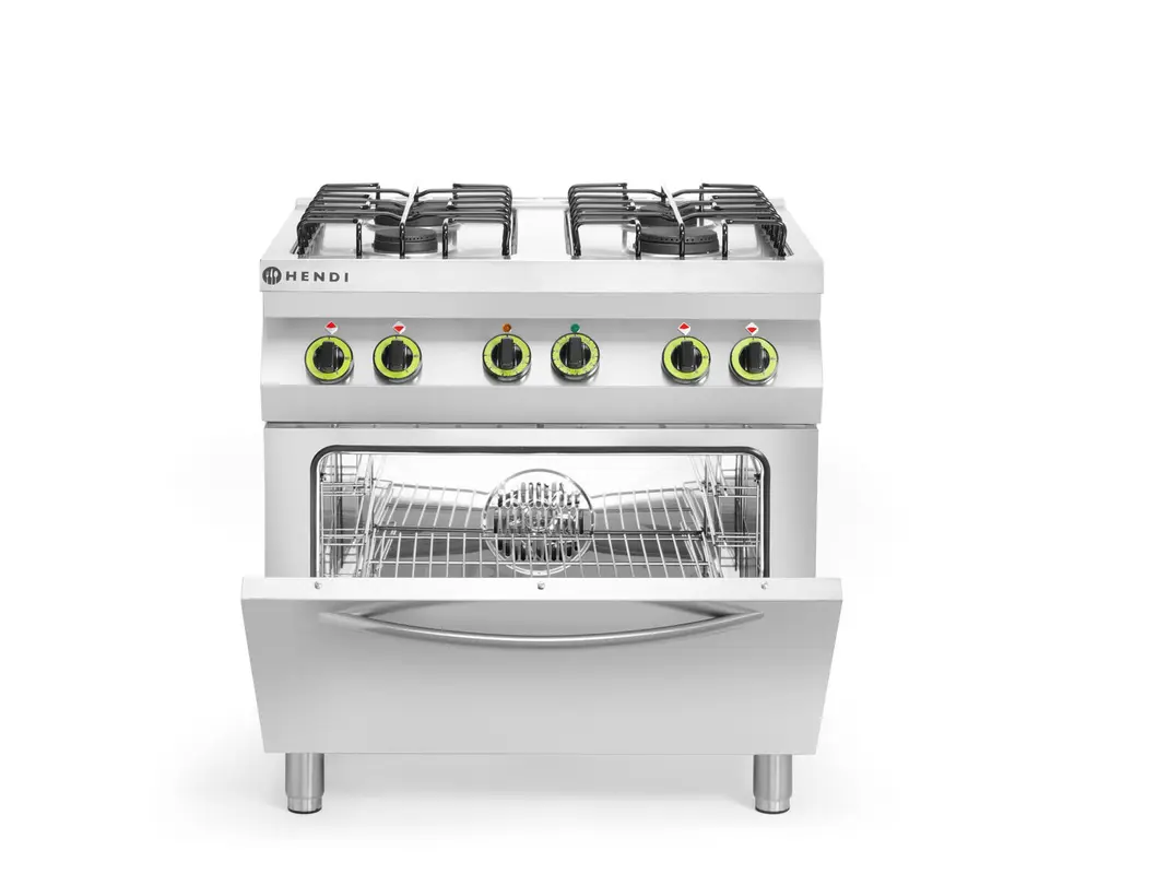 Plynový sporák se 4 hořáky as elektrickou konvekční troubou GN 1/1, HENDI, Smart, GN 1/1, 230V/3000W, 17000kW, 800x700x(H)900mm - Obrázek 2