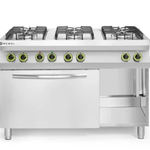 Plynový sporák se 6 hořáky as elektrickou konvekční troubou GN 1/1, HENDI, Smart, GN 1/1, 230V/3000W, 25500kW, 1200x700x(H)900mm