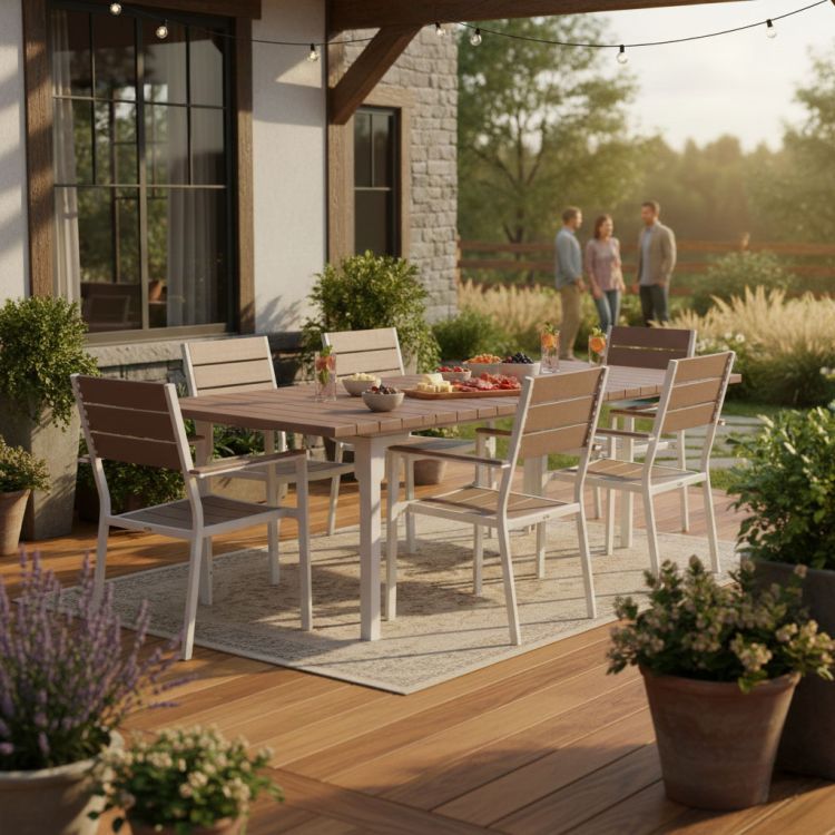 Rozkládací zahradní stůl 180-240 cm, až 12 míst k sezení, HDPE ocel, béžová, MultiGarden - Obrázek 4
