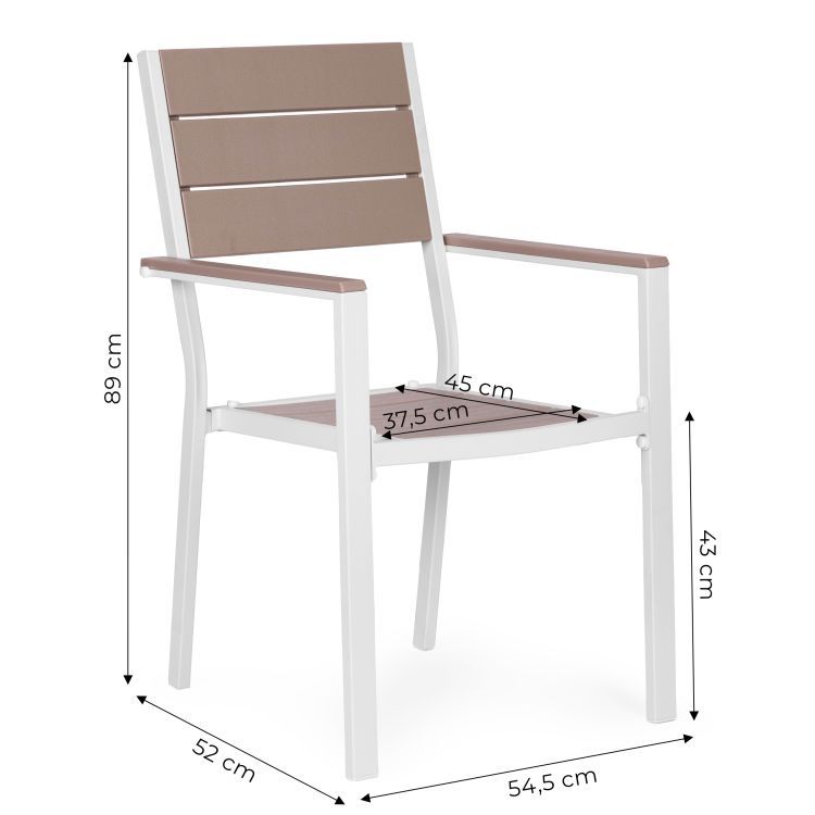 Sada 2 zahradních židlí na terasu, balkon, ocel, HDPE, bílá, MultiGarden - Obrázek 2