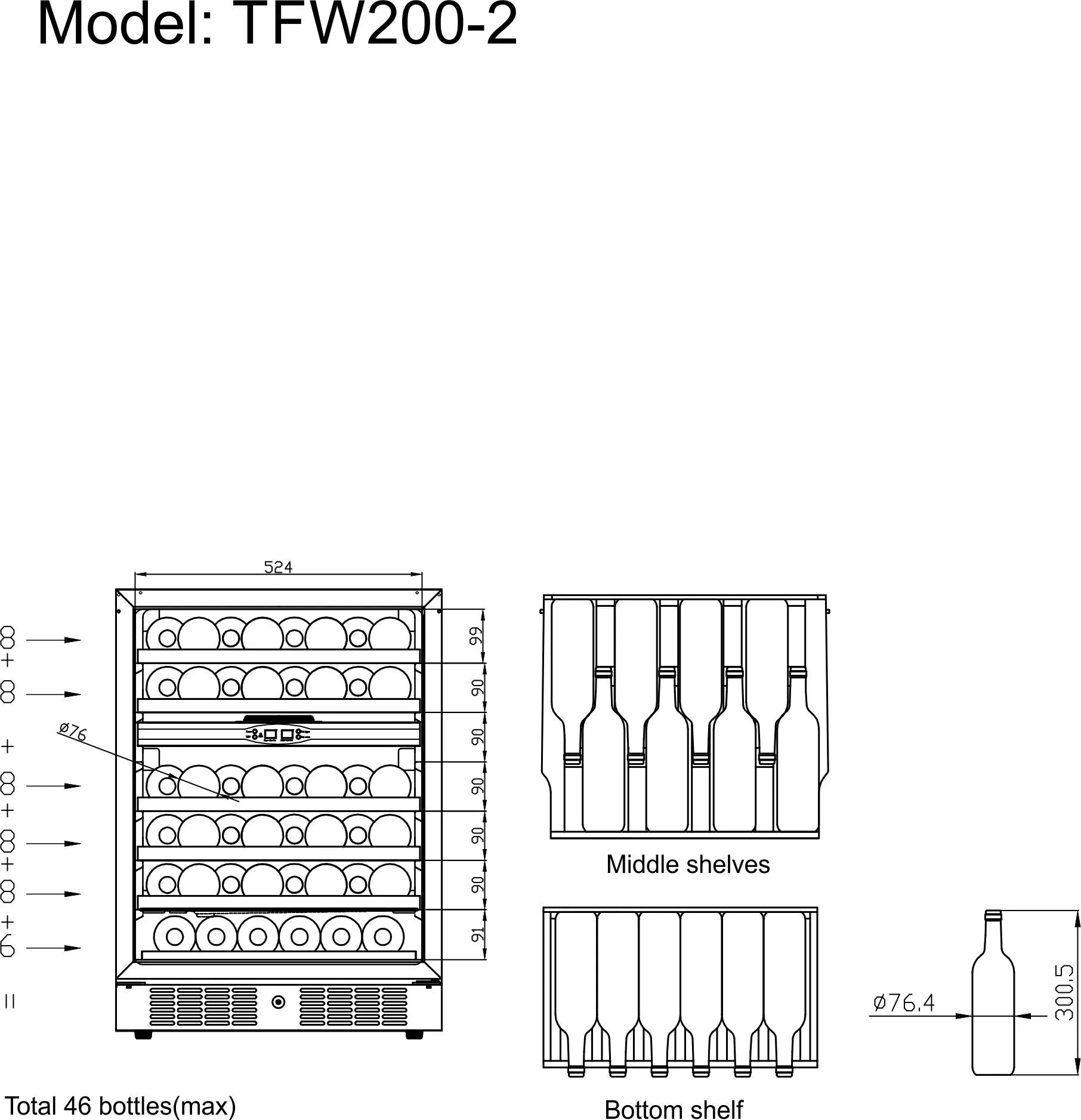 Vinotéka – 141 L/48 lahví | TEFCOLD TFW 200-F (Kopie) - Obrázek 5