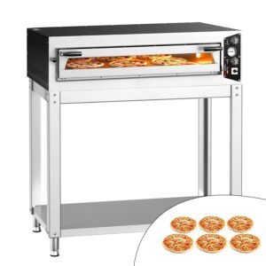 Elektrická vícepatrová kamna na pizzu – jednopatrová – ohnivzdorný kámen na pizzu – 6 – Ø 35 cm (13,8 palce) – mechanické ovládání – do 450 °C – včetně podstavce
